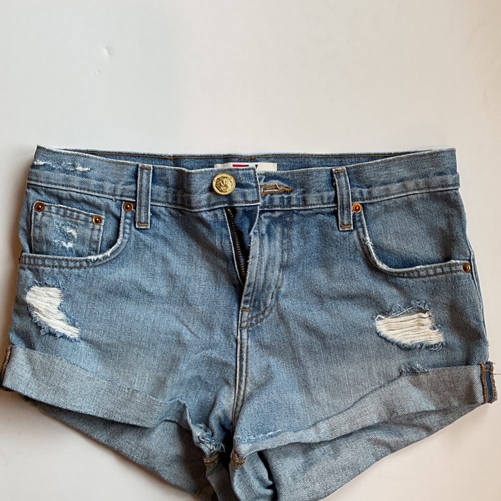 Aviator Nation Distressed Blue Jean Shorts